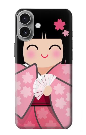 W3042 Japan Girl Hina Doll Kimono Sakura Case Cover Custodia e Flip Case per iPhone 16 plus