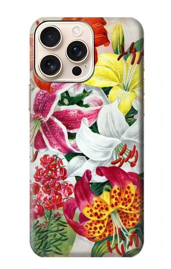 W3205 Retro Art Flowers Case Cover Custodia e Flip Case per iPhone 16 pro max