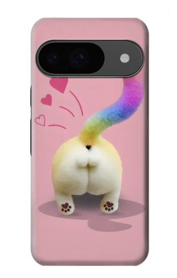W3923 Cat Bottom Rainbow Tail Case Cover Custodia e Flip Case per Google Pixel 9