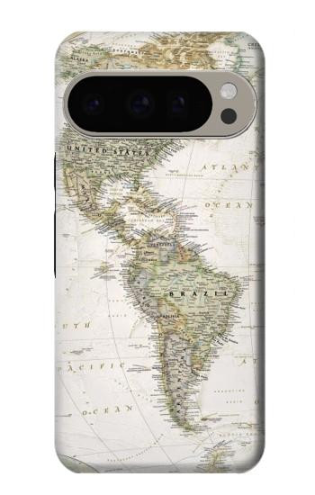 W0604 World Map Case Cover Custodia e Flip Case per Google Pixel 9 Pro