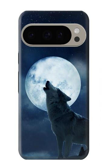 W3693 Grim White Wolf Full Moon Case Cover Custodia e Flip Case per Google Pixel 9 Pro