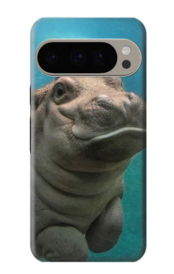 W3871 Cute Baby Hippo Hippopotamus Case Cover Custodia e Flip Case per Google Pixel 9 Pro