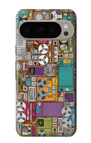 W3879 Retro Music Doodle Case Cover Custodia e Flip Case per Google Pixel 9 Pro