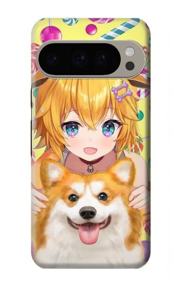 W3918 Baby Corgi Dog Corgi Girl Candy Case Cover Custodia e Flip Case per Google Pixel 9 Pro