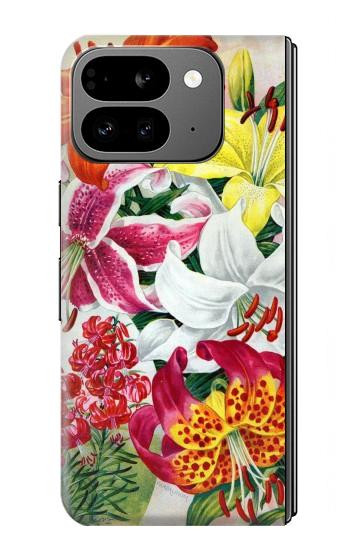 W3205 Retro Art Flowers Case Cover Custodia e Flip Case per Google Pixel 9 Pro Fold W3205 Retro Art Flowers Case Cover Custodia e Flip Case per Google Pixel 9 Pro Fold