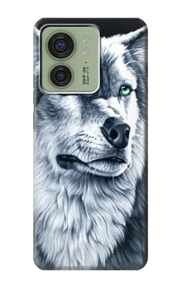 W0123 Grim White Wolf Case Cover Custodia e Flip Case per Motorola Edge (2023), Edge 40