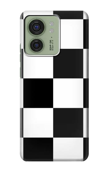 W2492 Black and White Check Case Cover Custodia e Flip Case per Motorola Edge (2023), Edge 40
