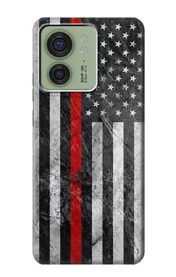 W3687 Firefighter Thin Red Line American Flag Case Cover Custodia e Flip Case per Motorola Edge (2023), Edge 40