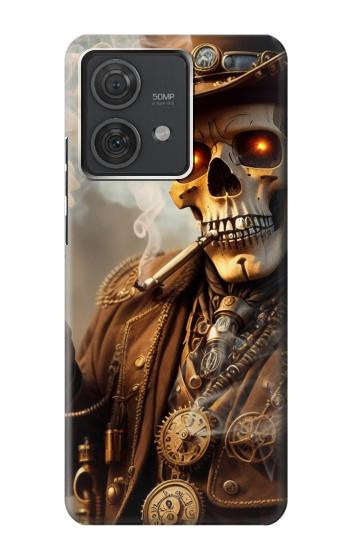 W3949 Steampunk Skull Smoking Case Cover Custodia e Flip Case per Motorola Edge 40 Neo