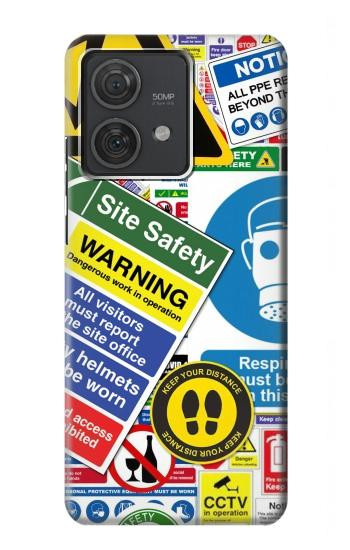 W3960 Safety Signs Sticker Collage Case Cover Custodia e Flip Case per Motorola Edge 40 Neo