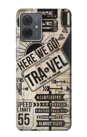 W3441 Vintage Travel Case Cover Custodia e Flip Case per Motorola Moto G14