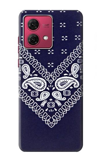 W3357 Navy Blue Bandana Pattern Case Cover Custodia e Flip Case per Motorola Moto G84