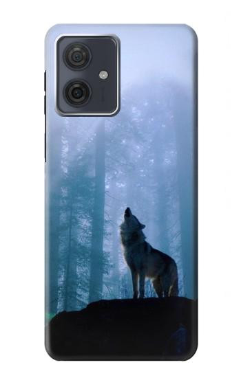 W0935 Wolf Howling in Forest Case Cover Custodia e Flip Case per Motorola Moto G54