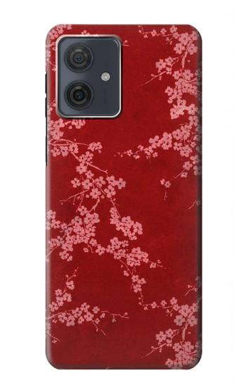 W3817 Red Floral Cherry blossom Pattern Case Cover Custodia e Flip Case per Motorola Moto G54