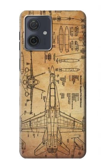 W3868 Aircraft Blueprint Old Paper Case Cover Custodia e Flip Case per Motorola Moto G54