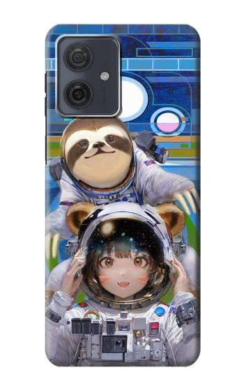 W3915 Raccoon Girl Baby Sloth Astronaut Suit Case Cover Custodia e Flip Case per Motorola Moto G54