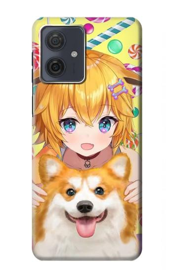 W3918 Baby Corgi Dog Corgi Girl Candy Case Cover Custodia e Flip Case per Motorola Moto G54