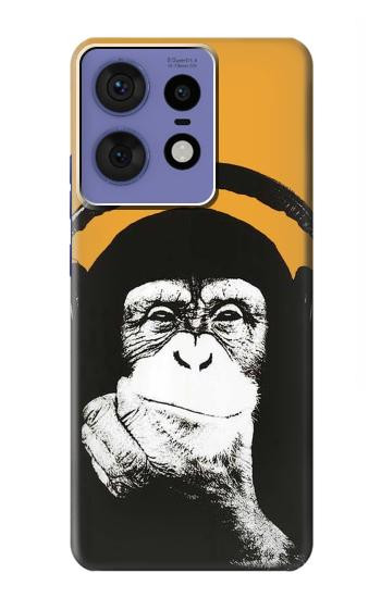 W2324 Funny Monkey with Headphone Pop Music Case Cover Custodia e Flip Case per Motorola Edge 50 Pro