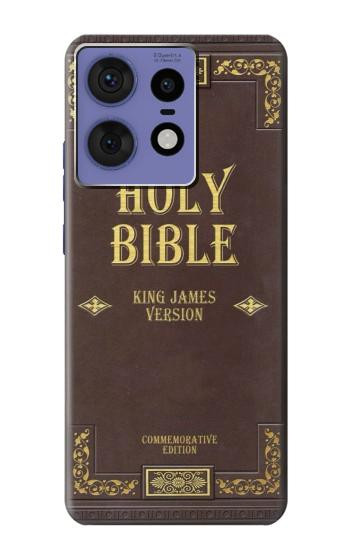 W2889 Holy Bible Cover King James Version Case Cover Custodia e Flip Case per Motorola Edge 50 Fusion