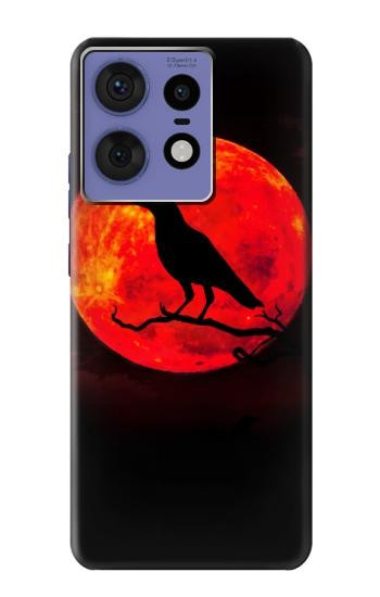 W3328 Crow Red Moon Case Cover Custodia e Flip Case per Motorola Edge 50 Fusion
