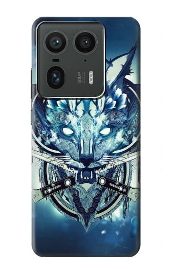 W1135 Wolf with knives Rock Case Cover Custodia e Flip Case per Motorola Edge 50 Ultra