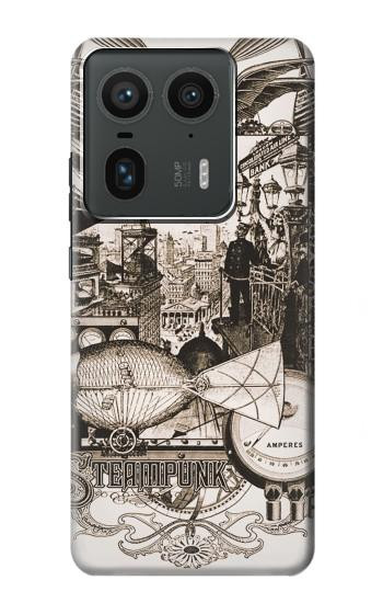 W1681 Steampunk Drawing Case Cover Custodia e Flip Case per Motorola Edge 50 Ultra