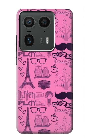 W2885 Paris Pink Case Cover Custodia e Flip Case per Motorola Edge 50 Ultra