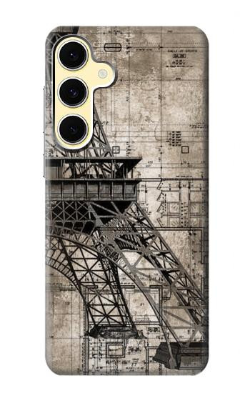 W3416 Eiffel Tower Blueprint Case Cover Custodia e Flip Case per Samsung Galaxy S24 FE