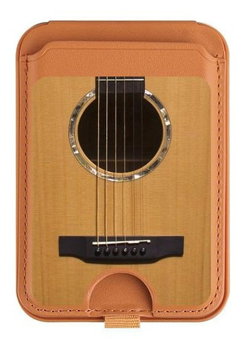 W0057 Acoustic Guitar Magnetic Card Holder Wallet Stand with MagSafe for iPhone 16 15 14 13 Pro Max