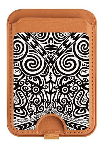 W1655 Maori Tattoo Magnetic Card Holder Wallet Stand with MagSafe for iPhone 16 15 14 13 Pro Max