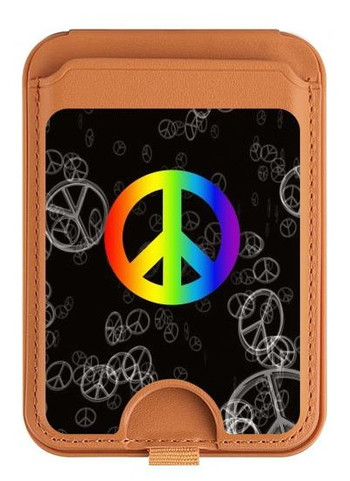 W2356 Peace Sign Magnetic Card Holder Wallet Stand with MagSafe for iPhone 16 15 14 13 Pro Max