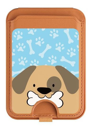 W2669 Cute Dog Paws Bones Cartoon Magnetic Card Holder Wallet Stand with MagSafe for iPhone 16 15 14 13 Pro Max