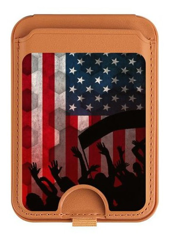 W2989 USA America Soccer Magnetic Card Holder Wallet Stand with MagSafe for iPhone 16 15 14 13 Pro Max
