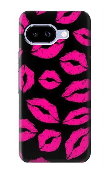 W2933 Pink Lips Kisses on Black Case Cover Custodia e Flip Case per Google Pixel 9a