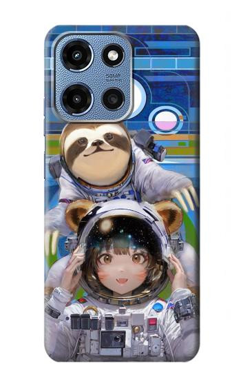 W3915 Raccoon Girl Baby Sloth Astronaut Suit Case Cover Custodia e Flip Case per Motorola Moto G 5G (2025)
