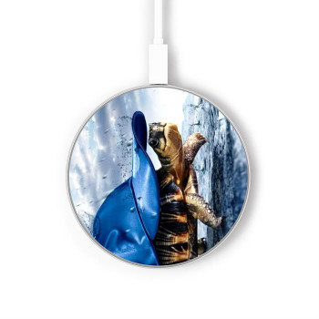 W0084 Turtle in the Rain Caricabatterie wireless da 15W, tipo C, per iPhone e Android, con luce LED