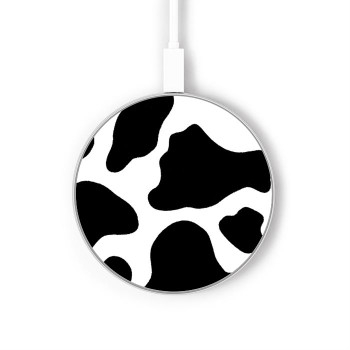 W2096 Seamless Cow Pattern Caricabatterie wireless da 15W, tipo C, per iPhone e Android, con luce LED