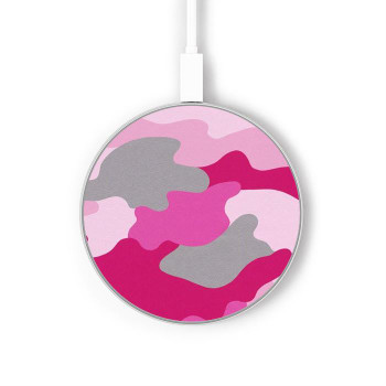 W2525 Pink Camo Camouflage Caricabatterie wireless da 15W, tipo C, per iPhone e Android, con luce LED