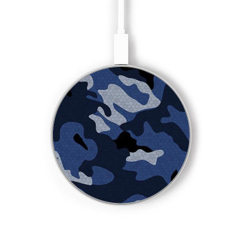 W2959 Navy Blue Camo Camouflage Caricabatterie wireless da 15W, tipo C, per iPhone e Android, con luce LED