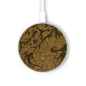 W3382 Thai Art Naga Caricabatterie wireless da 15W, tipo C, per iPhone e Android, con luce LED