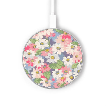 W3688 Floral Flower Art Pattern Caricabatterie wireless da 15W, tipo C, per iPhone e Android, con luce LED