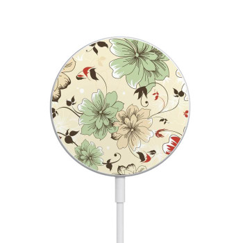 W2179 Flower Floral Vintage Art Pattern Caricabatterie wireless magnetico con MagSafe 15W per iPhone 16 15 14 13 12
