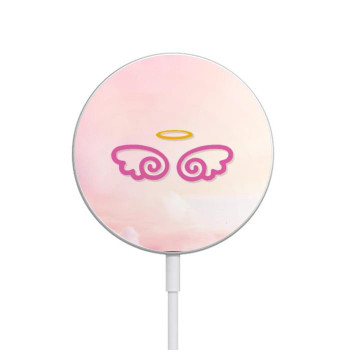 W2514 Cute Angel Wings Caricabatterie wireless magnetico con MagSafe 15W per iPhone 16 15 14 13 12