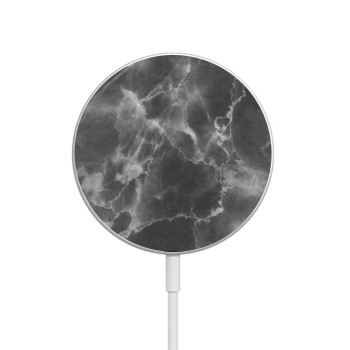 W2526 Black Marble Graphic Printed Caricabatterie wireless magnetico con MagSafe 15W per iPhone 16 15 14 13 12