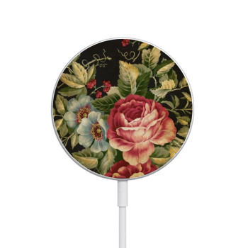 W3013 Vintage Antique Roses Caricabatterie wireless magnetico con MagSafe 15W per iPhone 16 15 14 13 12