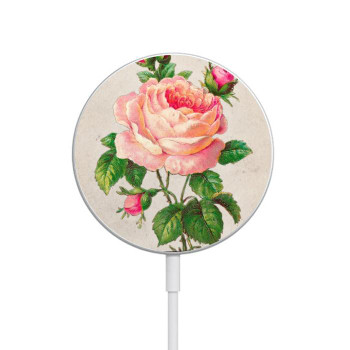W3079 Vintage Pink Rose Caricabatterie wireless magnetico con MagSafe 15W per iPhone 16 15 14 13 12