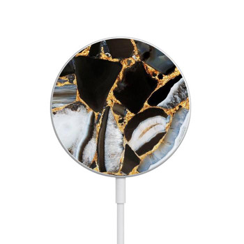 W3419 Gold Marble Graphic Print Caricabatterie wireless magnetico con MagSafe 15W per iPhone 16 15 14 13 12