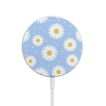 W3681 Daisy Flowers Pattern Caricabatterie wireless magnetico con MagSafe 15W per iPhone 16 15 14 13 12