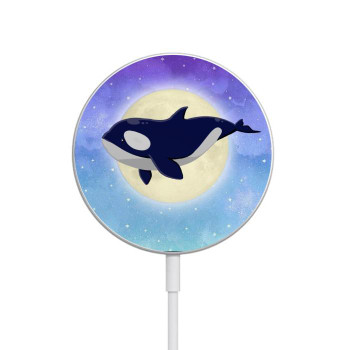 W3807 Killer Whale Orca Moon Pastel Fantasy Caricabatterie wireless magnetico con MagSafe 15W per iPhone 16 15 14 13 12