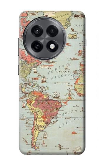W3418 Vintage World Map Case Cover Custodia e Flip Case per OnePlus 13R W3418 Vintage World Map Case Cover Custodia e Flip Case per OnePlus 13R